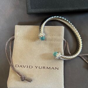 David Yurman Silver Bracelet with Teal Accents